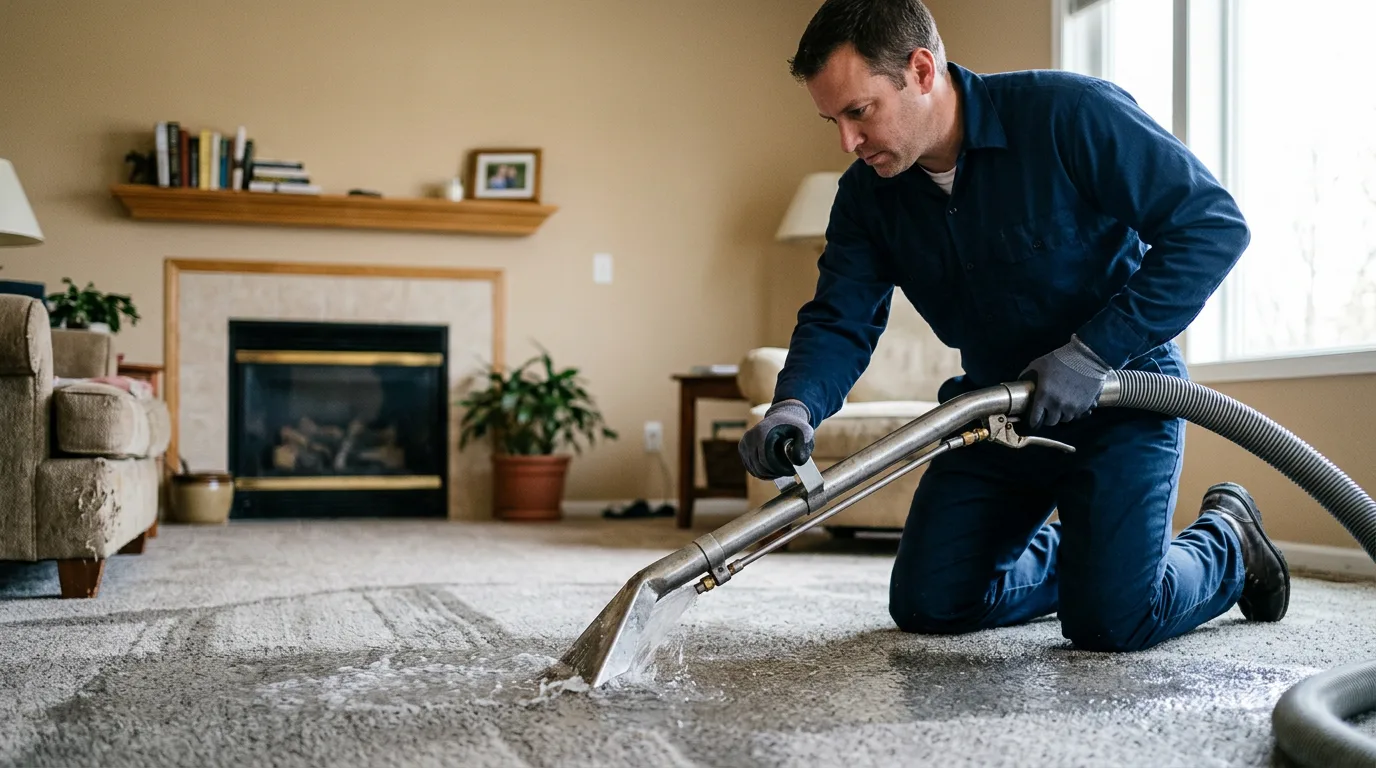 Water damage restoration technician working near Friday Harbor, WA